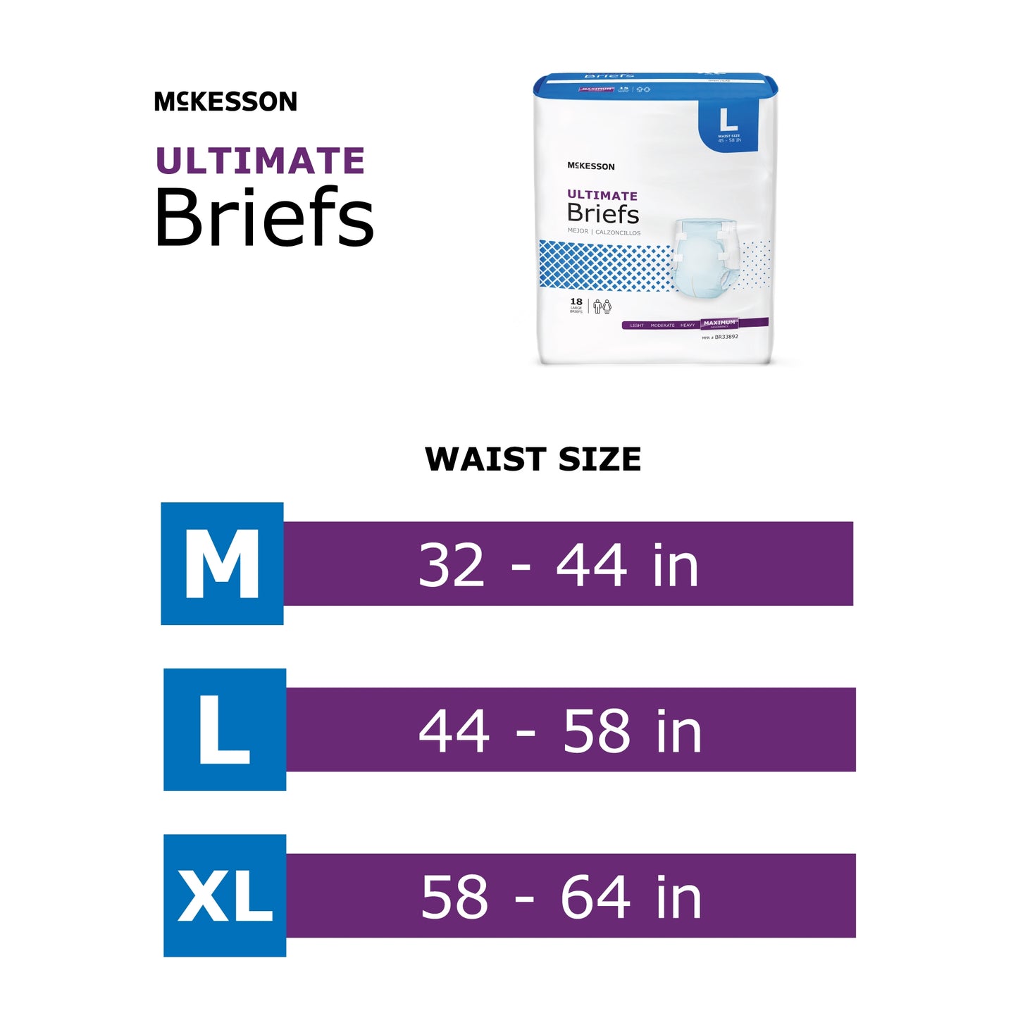 Unisex Adult Incontinence Brief McKesson Large Disposable Heavy Absorbency