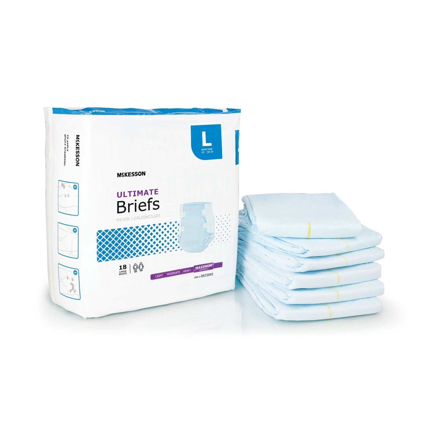 Unisex Adult Incontinence Brief McKesson Large Disposable Heavy Absorbency