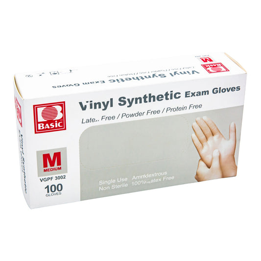 Basic® Vinyl Exam Glove, Medium, White