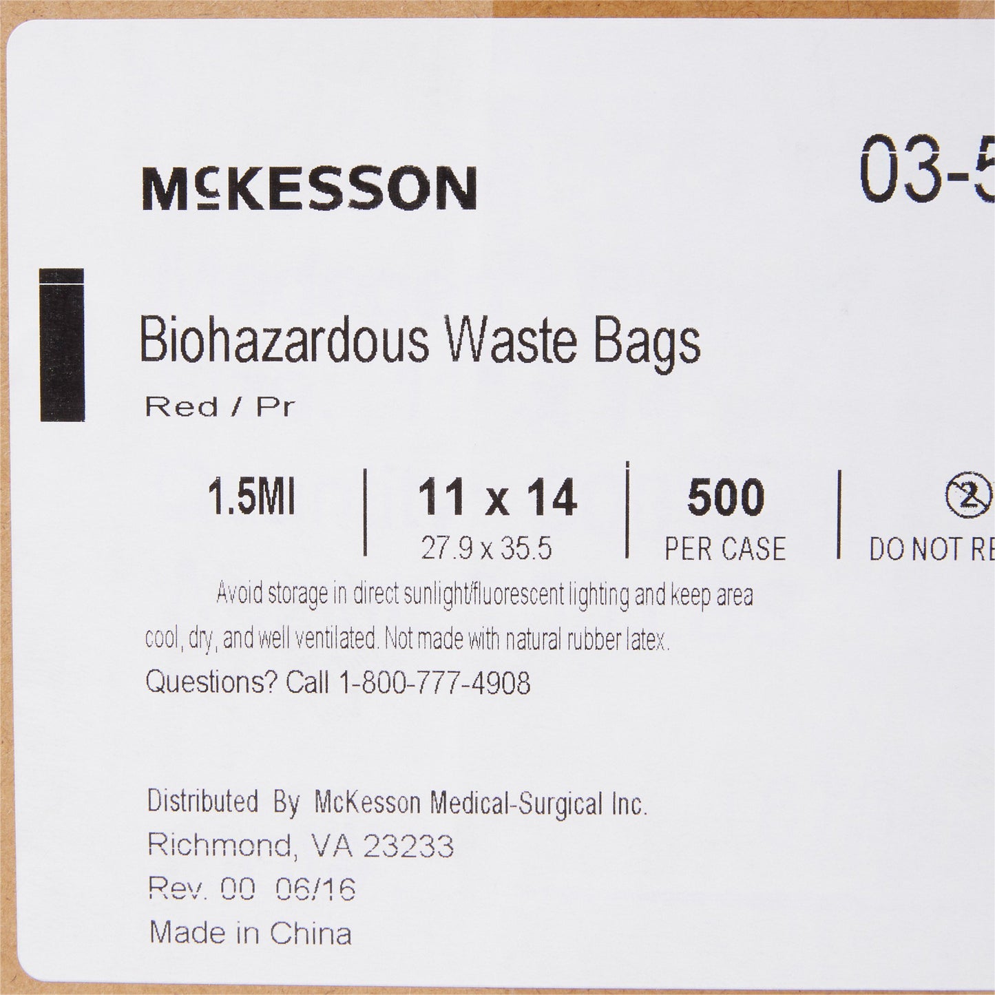 BAG, BIOHAZ GSET SL RED 11X14 1-3GL 1.5MIL (50/BX) MGM03