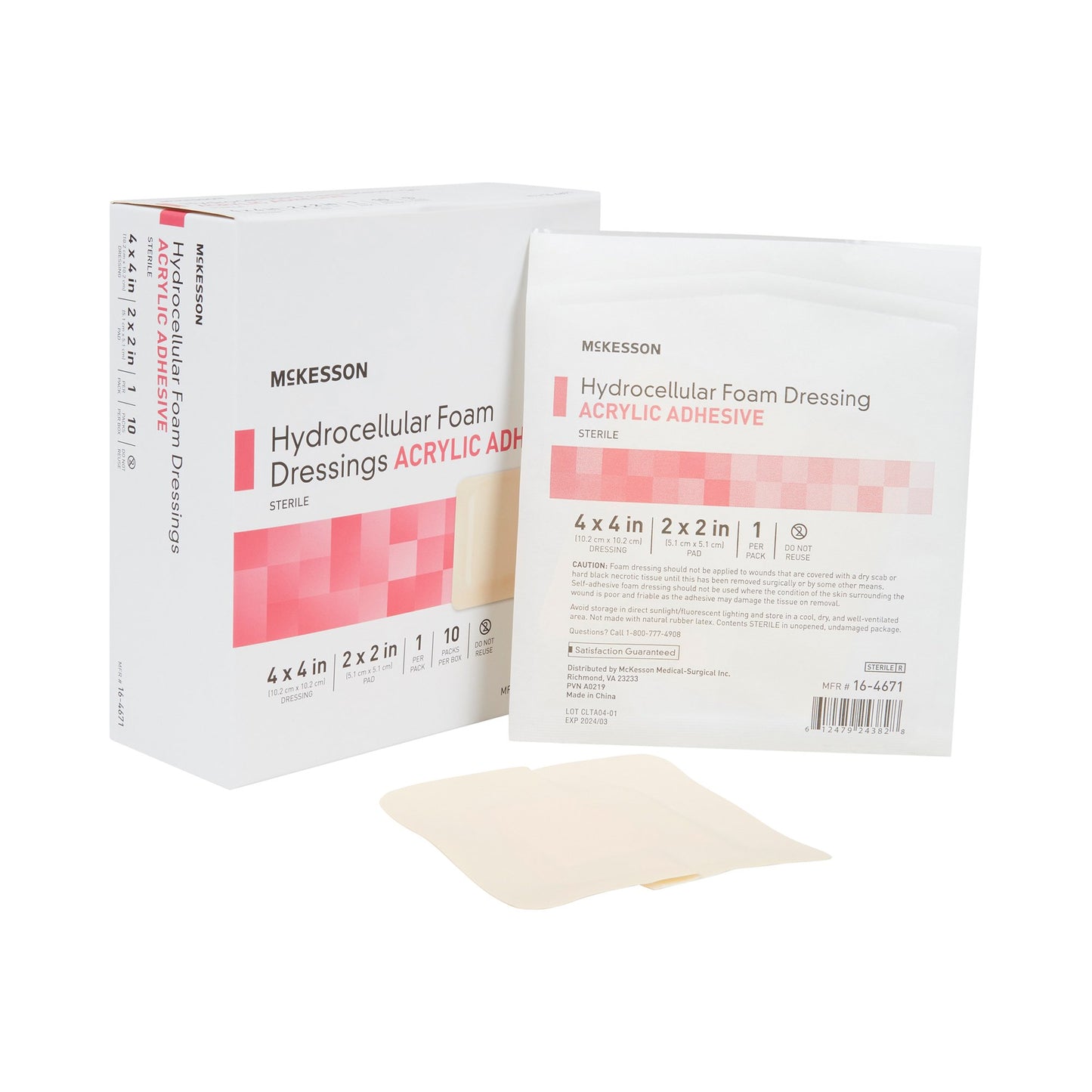 DRESSING, HYDROCELLULAR ADH STR FOAM 4"X4" (10EA/BX 10BX/CS)
