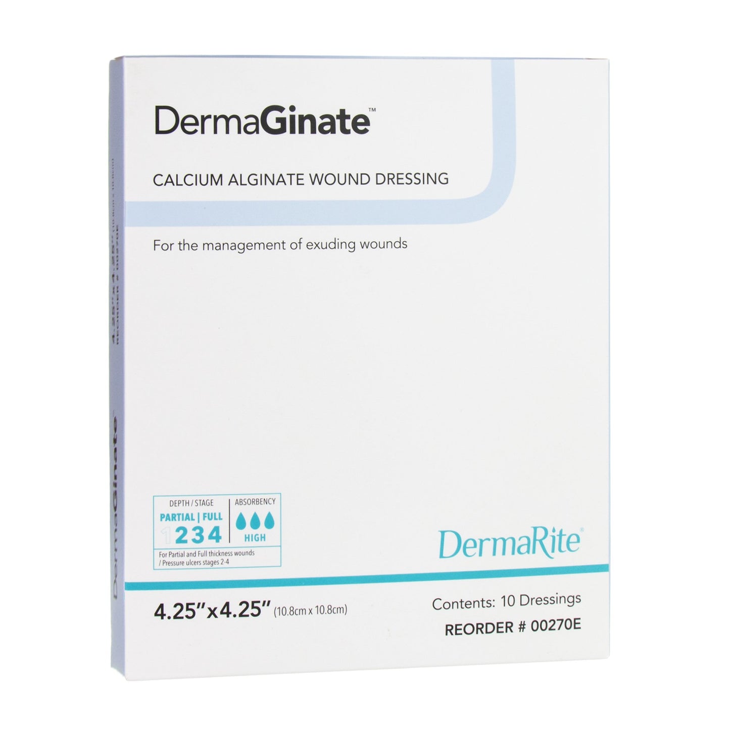 DermaGinate® Alginate Dressing, 4-1/4 x 4-1/4 Inch