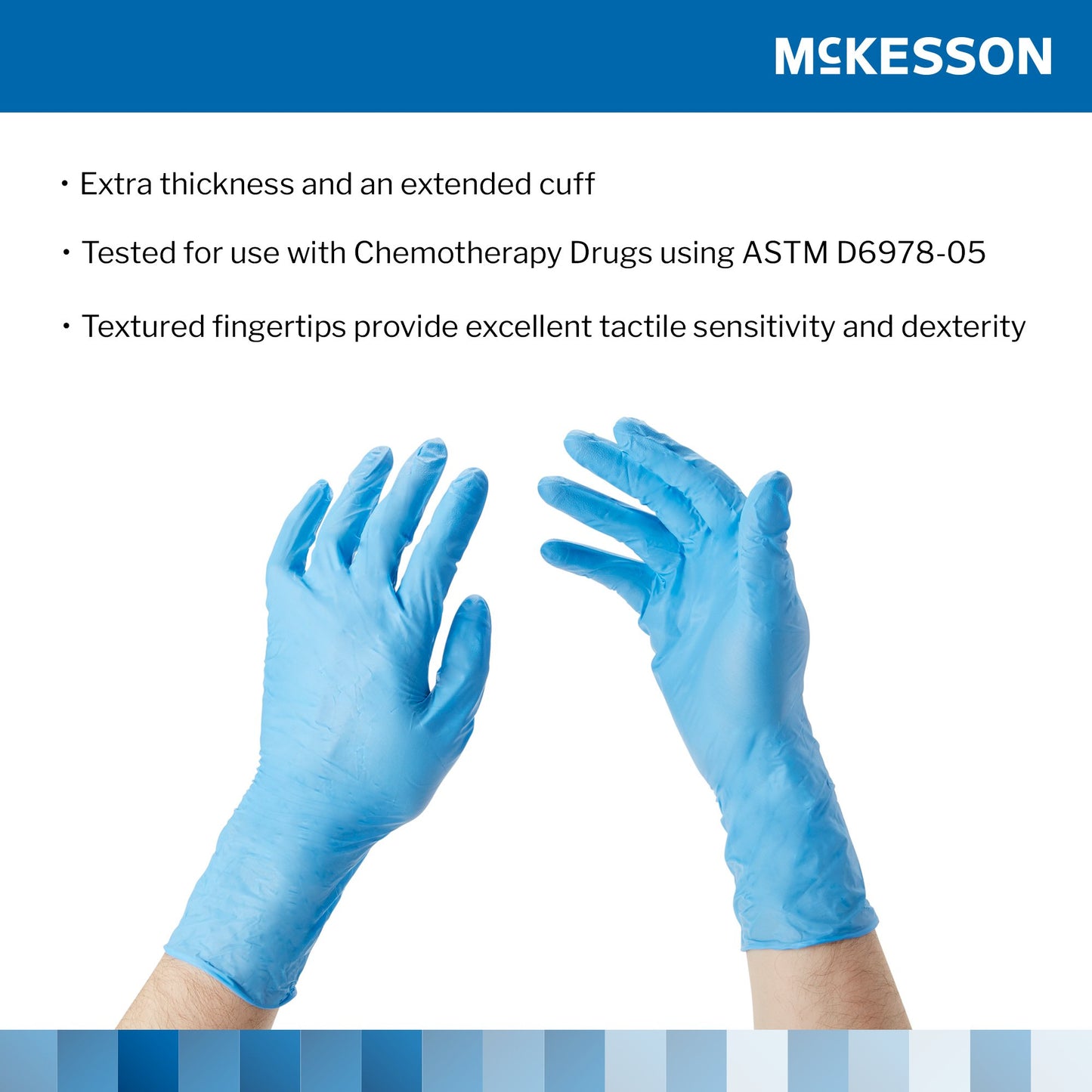 McKesson Confiderm® 6.5CX Nitrile Extended Cuff Length Exam Glove, Large, Blue