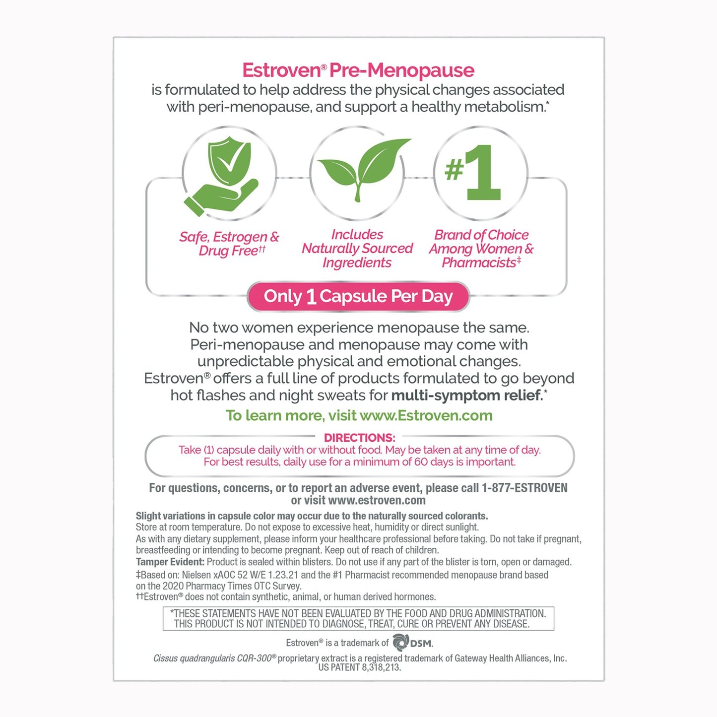 SUPPLEMENT, CAP ESTROVEN PRE-MENOPAUSE (30/BX 12BX/CS)