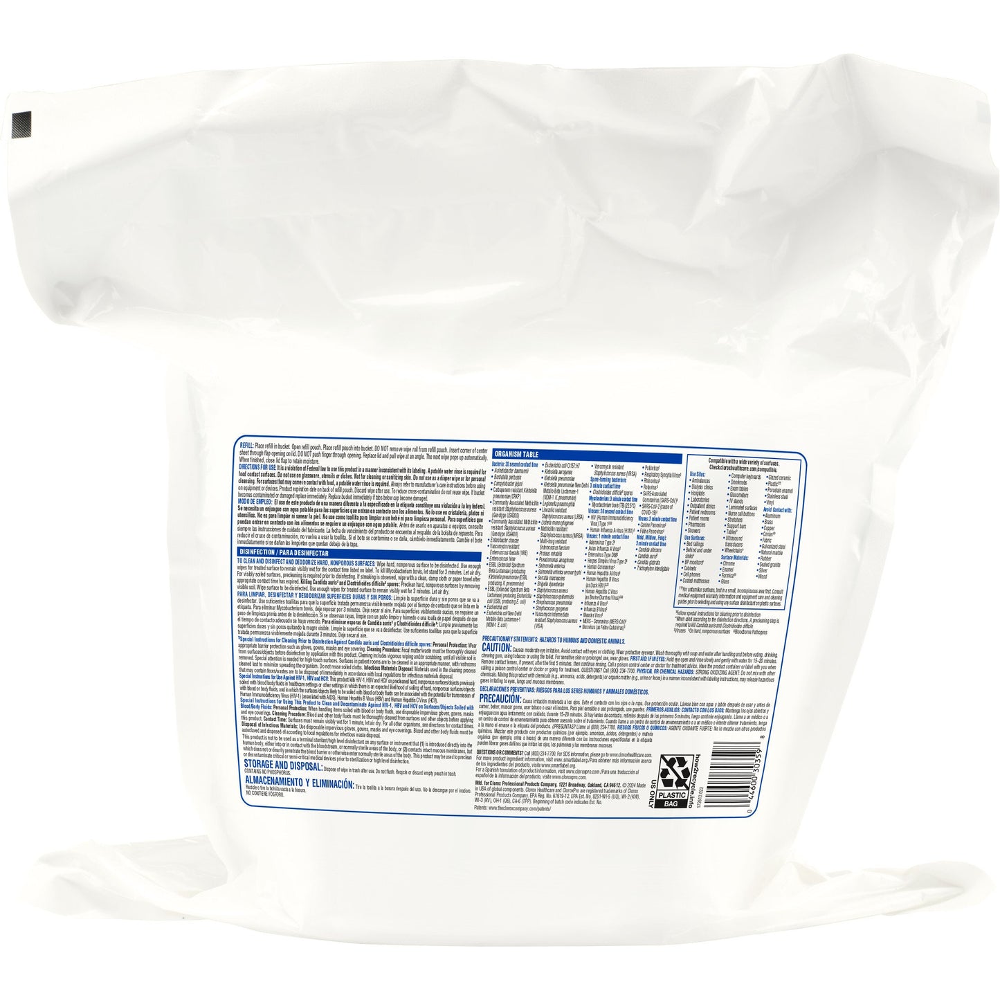 WIPE, CLOROX GERMICIDAL REFILL(110/BX 2BX/CS)