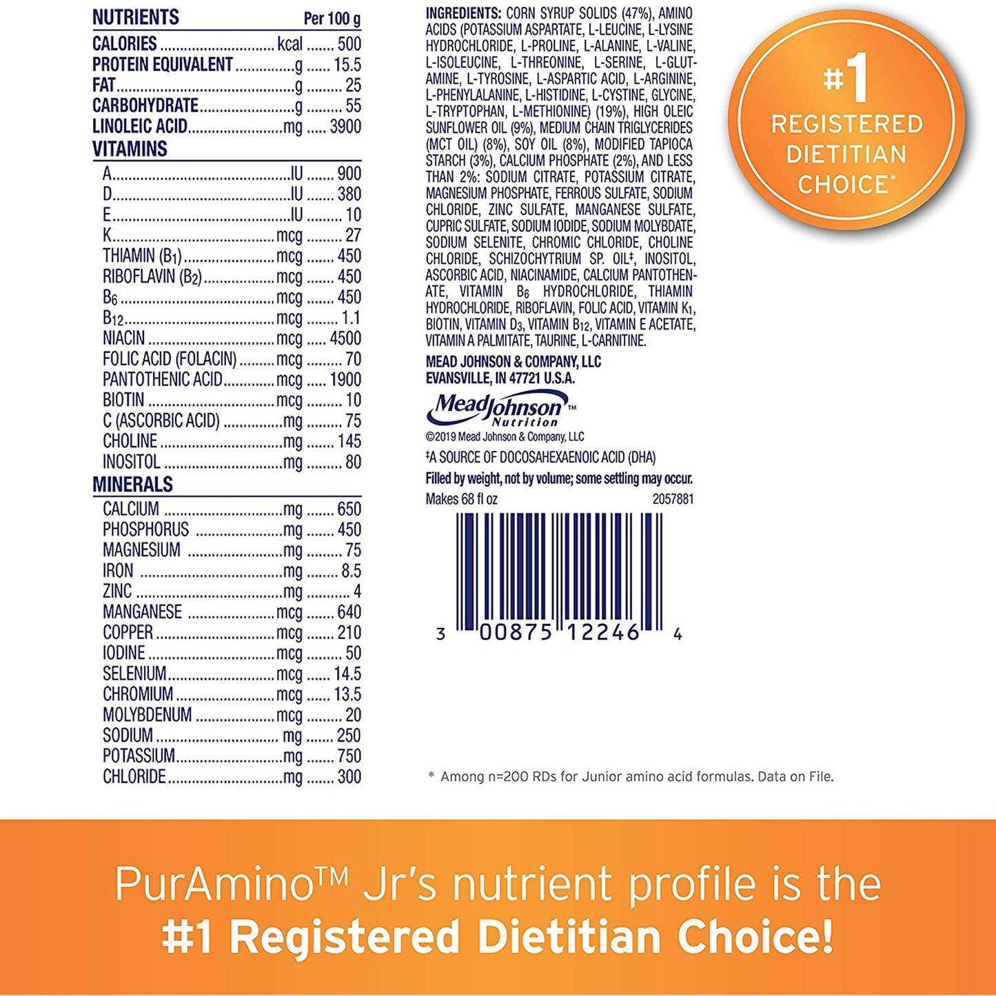 PurAmino™ Jr Pediatric Formula, 14.1-ounce can