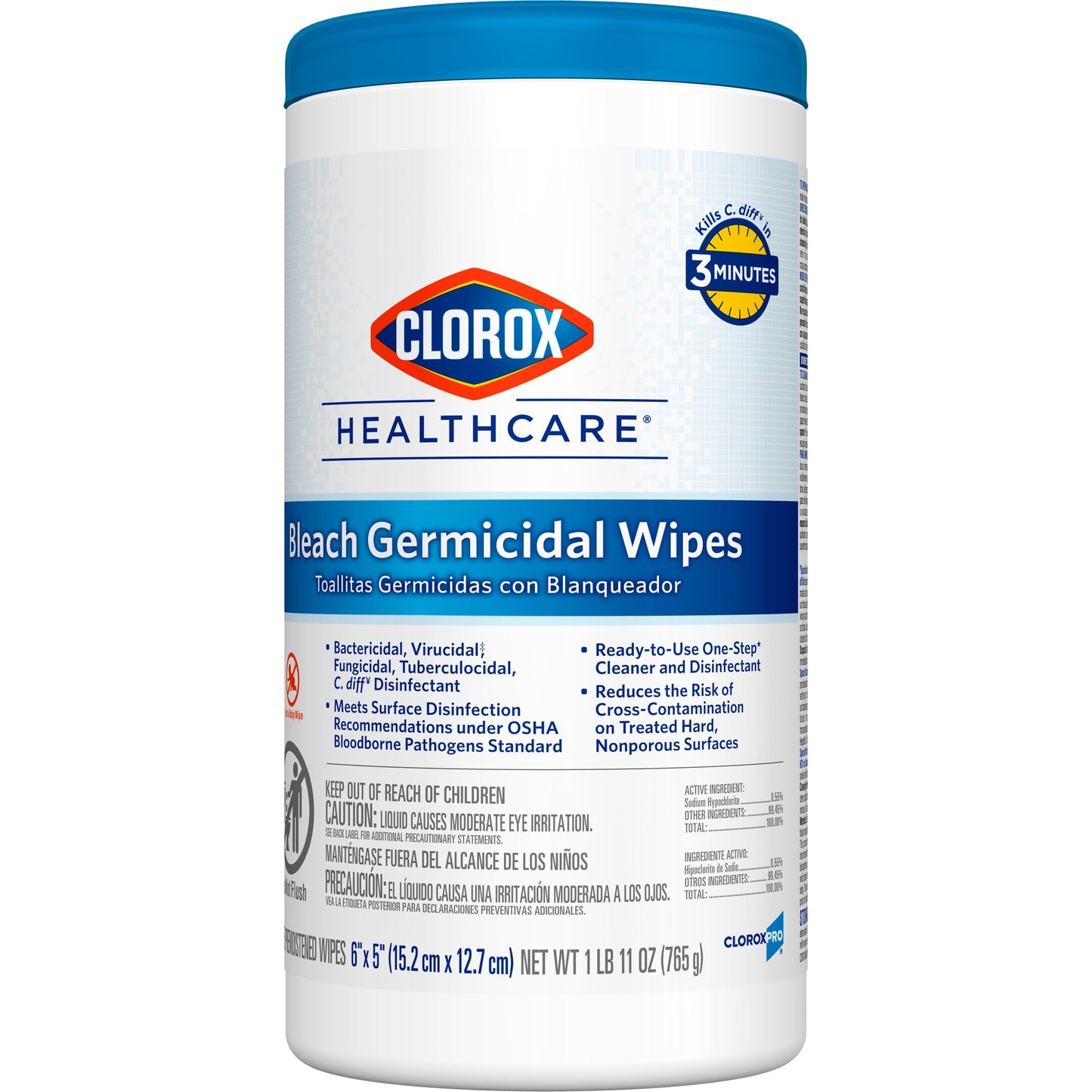 WIPE, CLOROX GERMICIDAL 5X6 (150/PK 6PK/CS) SALFLD