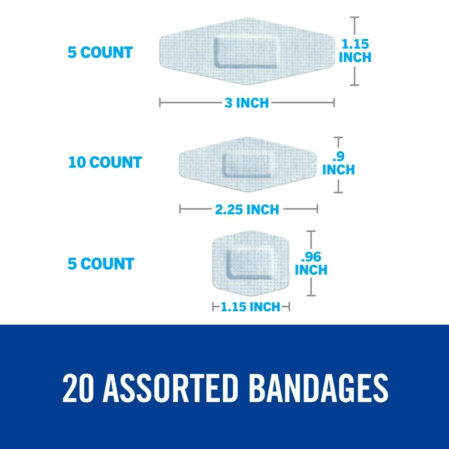 BANDAGE, ADH ASSORTED SENSITIVE SKIN (20/PK 24PK/BX)
