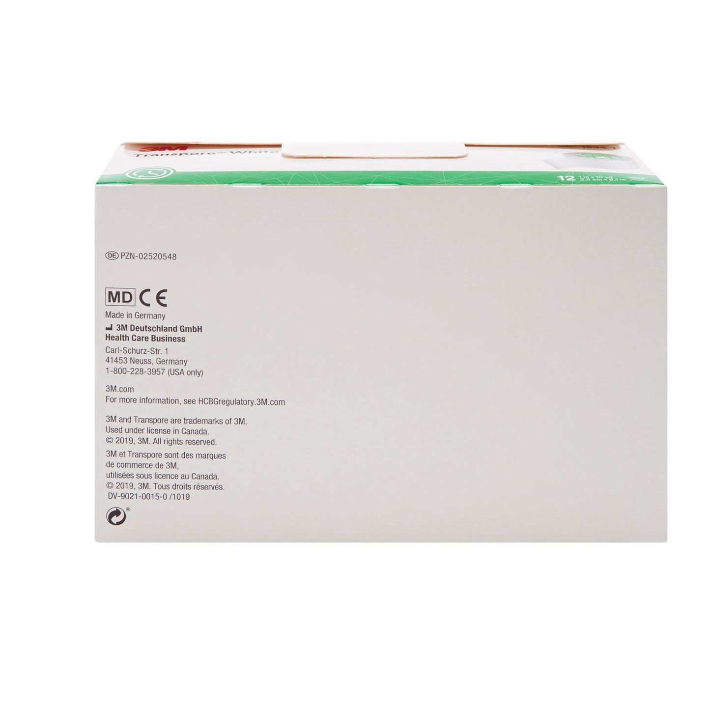 3M™ Transpore™ Plastic Medical Tape, 1 Inch x 10 Yard, White