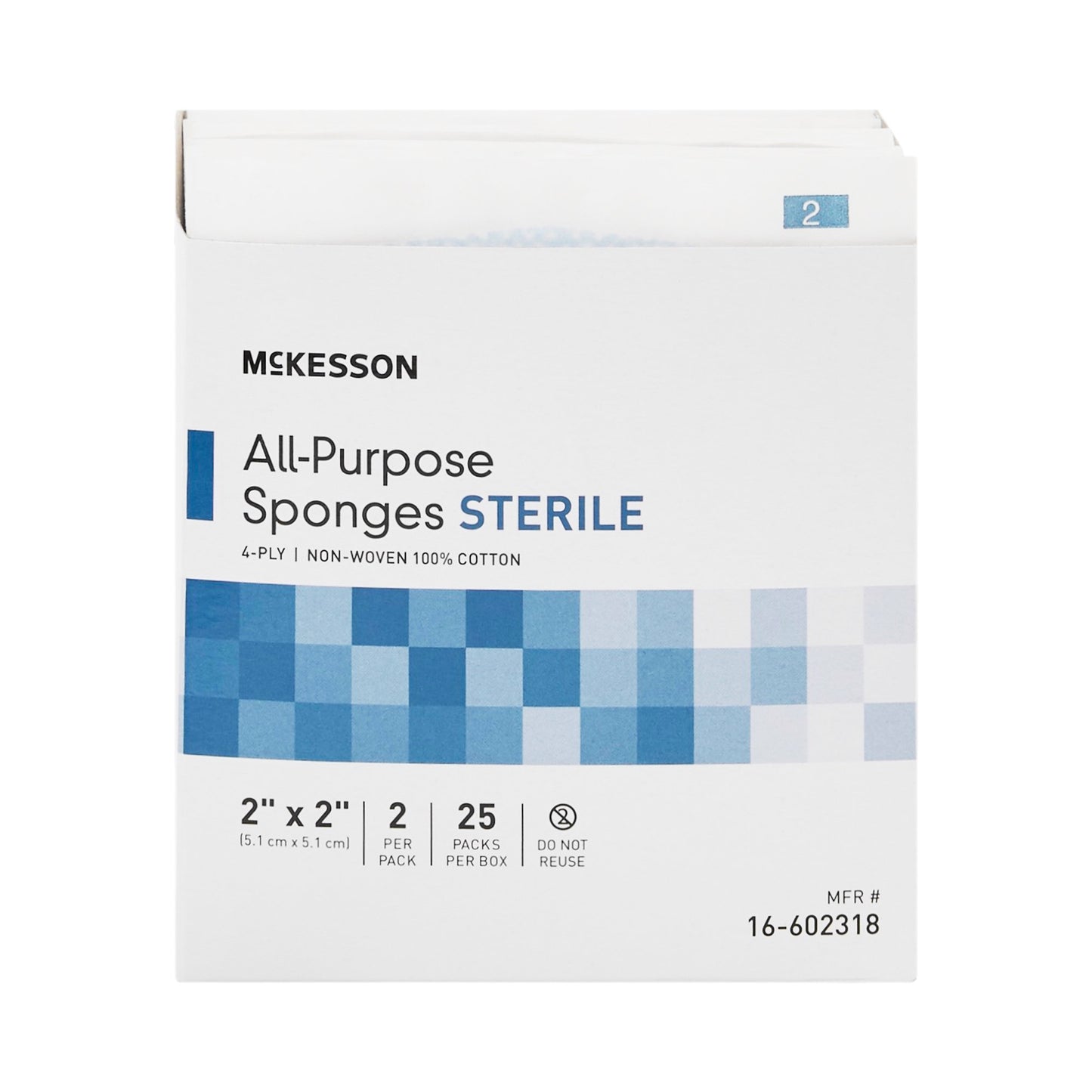 SPONGE, UNIV STR 2X2 4PLY LF (2/PK 25PK/BX 60BX/CS