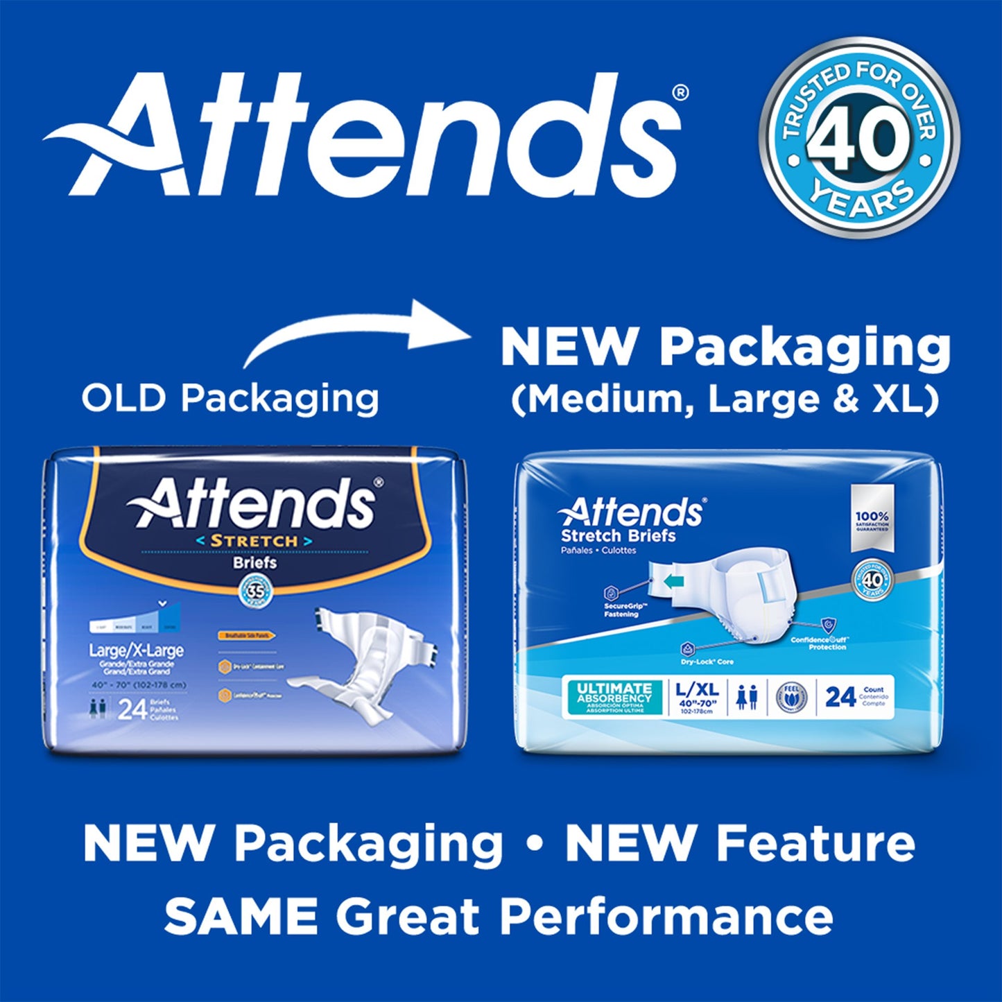 Attends® Stretch Briefs, Medium / Regular