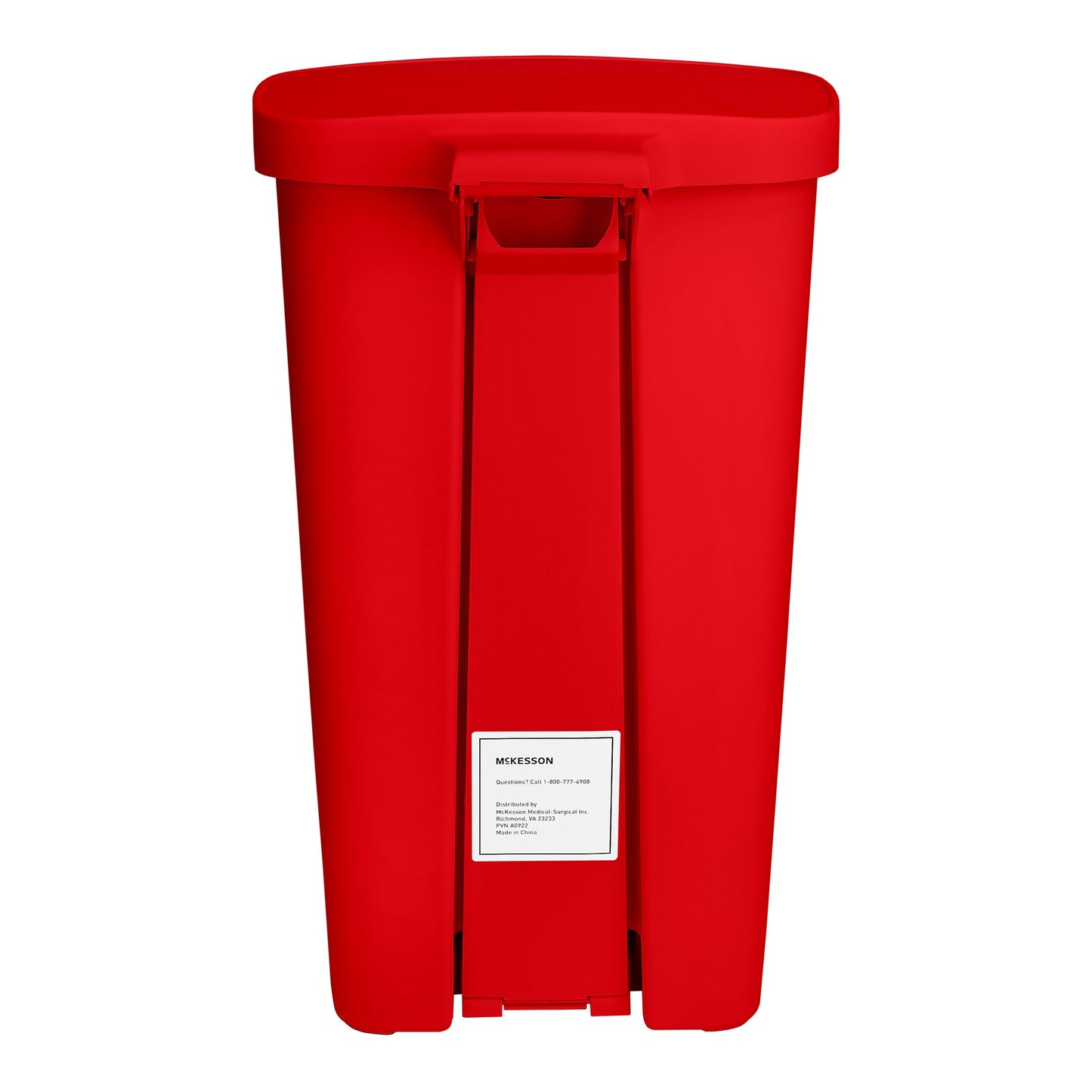 WASTECAN, STEP-ON RECTGL PLAS RED 52QT