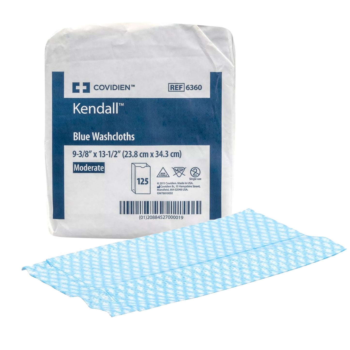 Versalon™ Moderate Absorbency Washcloth, Blue, 9.4 x 13.5 Inch