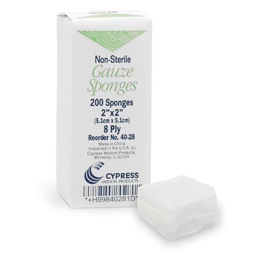 Cypress Gauze Sponge, 2 x 2 Inch, Eight Ply
