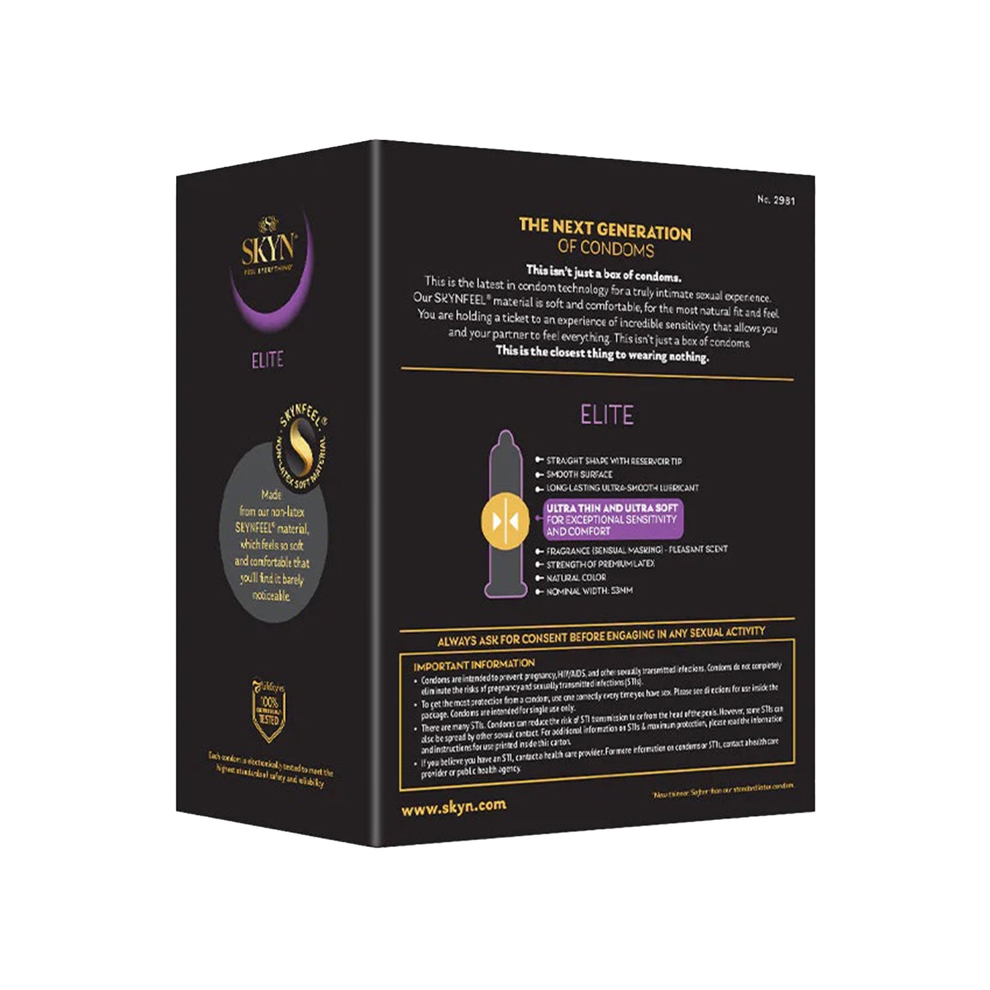 CONDOM, SKYN ELITE N/LATEX (36/BX 24BX/CS)