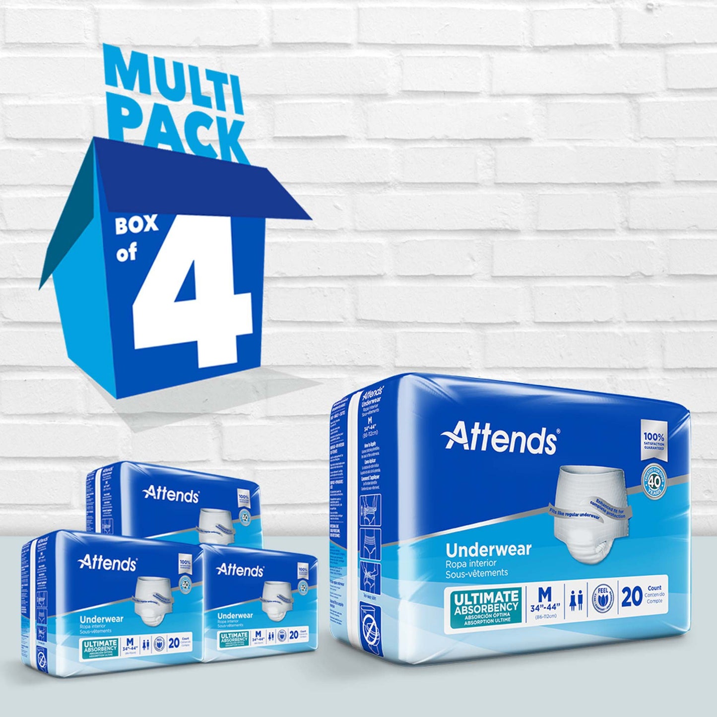 UNDERWEAR, ATTENDS ULT MED (20/BG 4BG/CS)