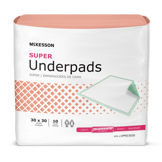 McKesson Super Moderate Absorbency Underpad, 30 x 30 Inch