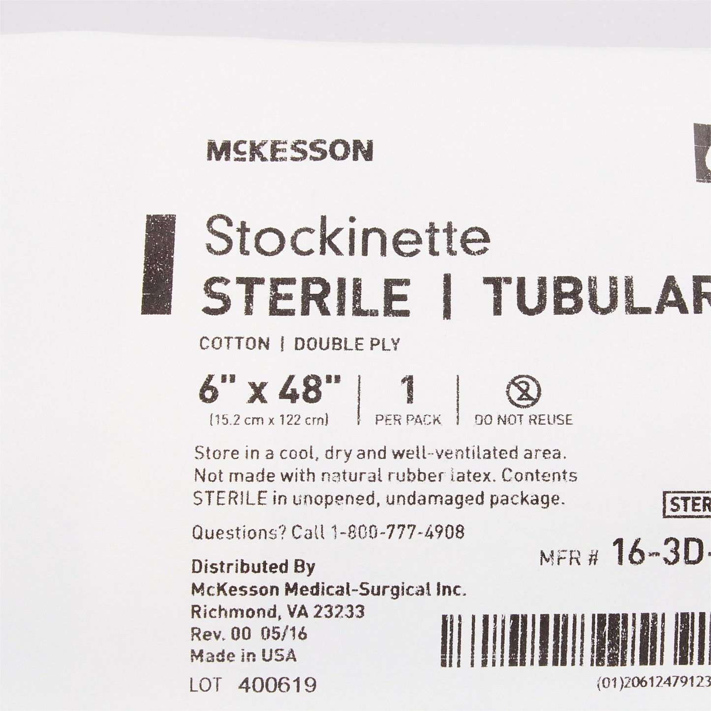 STOCKINETTE, TUBULAR 2PLY STR 6"X48"(18/CS)