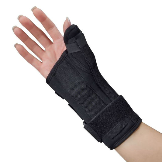 WRIST/THUMB SPLINT, FOAM REMVBL/ADJ PALMAR STAY BLK LT SM