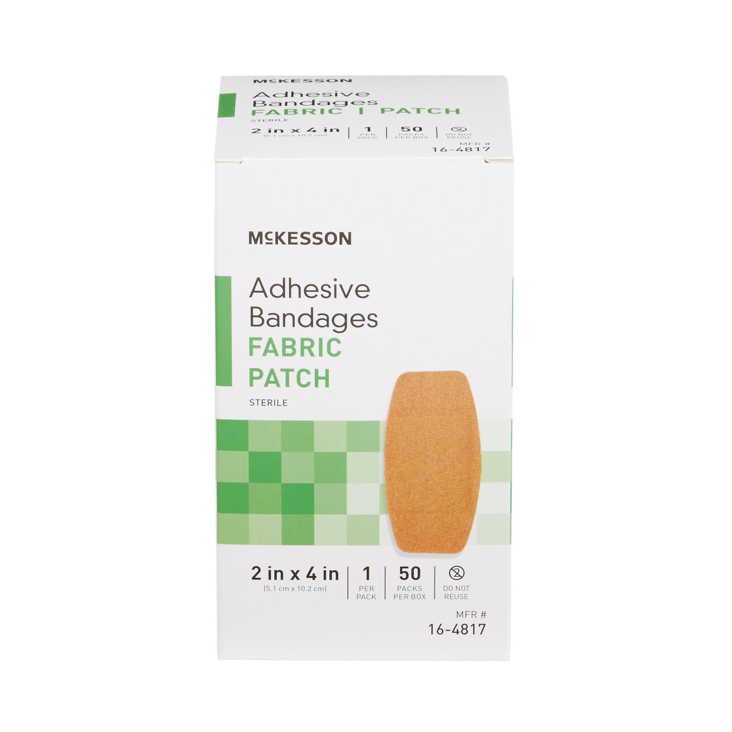 BANDAGE, ADHSV FABR PTCH 2X4 STR LF (50/BX 24BX/CS