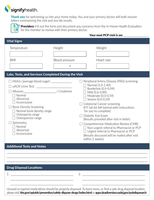 Signify Health® Checklist Form