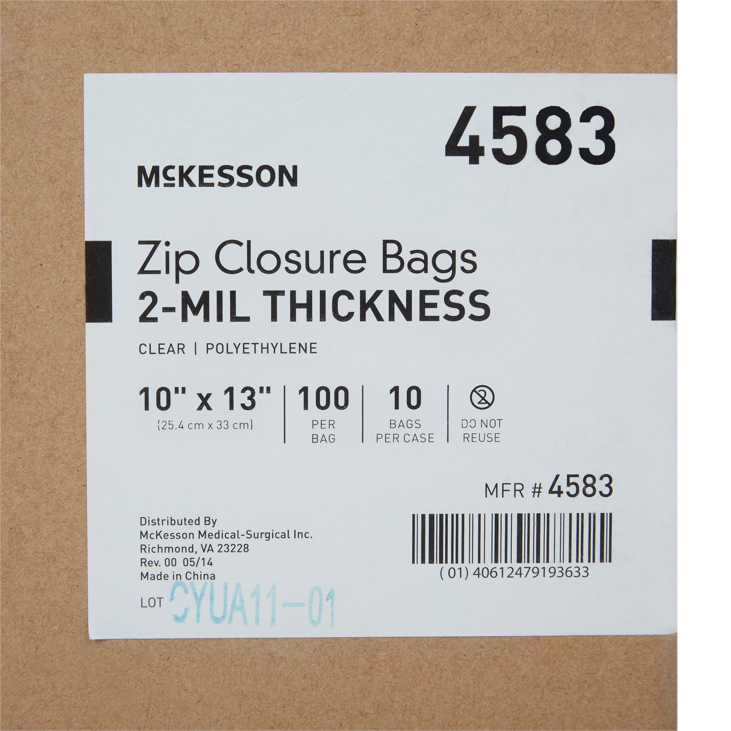 BAG, ZIP LOCK 10X13 (100/BX 10BX/CS)