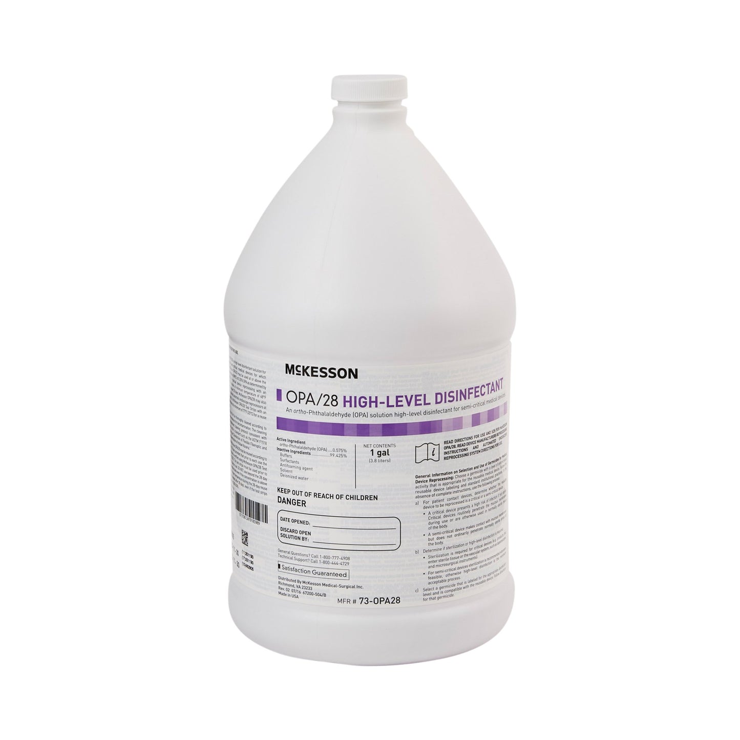 OPA High-Level Disinfectant McKesson OPA/28 RTU Liquid 1 gal. Jug Reusable