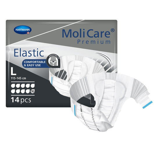 BRIEF, MOLICARE PREMIUM ELASTIC 10D LG (14/PK 4PK/CS)