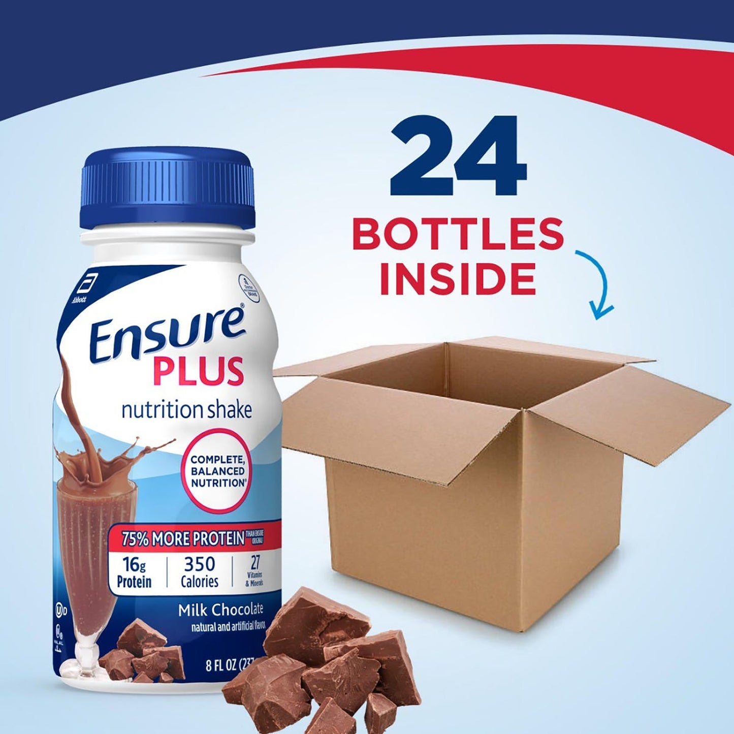 Oral Supplement Ensure Plus Nutrition Shake Milk Chocolate Flavor Liquid 8 oz. Bottle