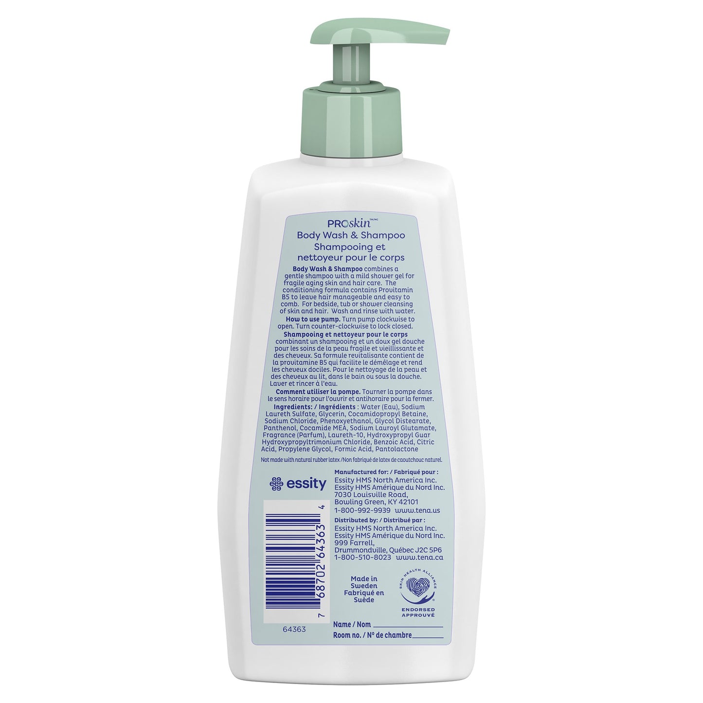 BODYWASH/SHAMPOO TENA SCNTD PMP BT 16.9 FL OZ (10/ SCAPER