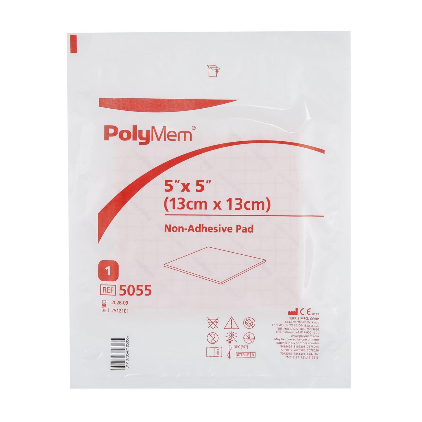 PolyMem® Nonadhesive without Border Foam Dressing, 5 x 5 Inch