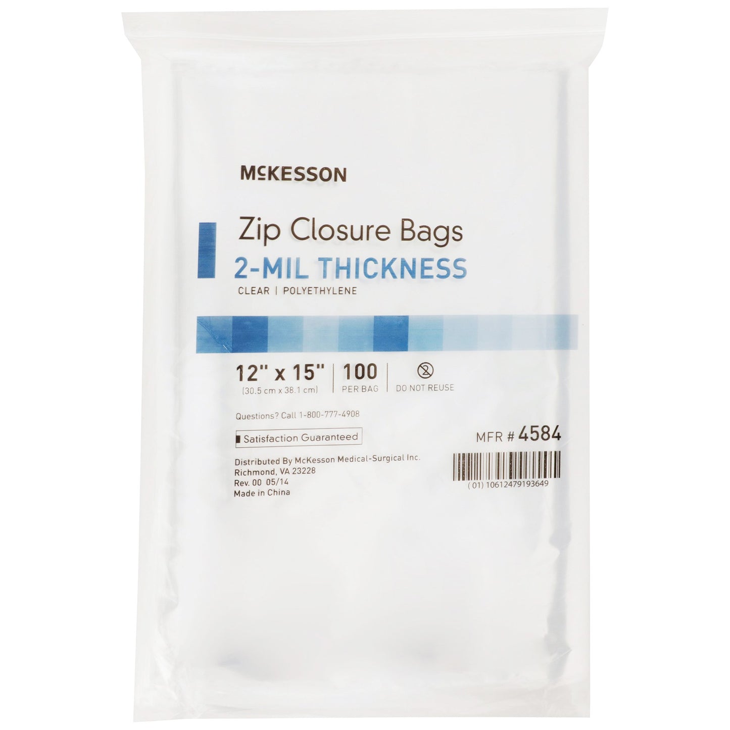 BAG, ZIP LOCK 12X15 (100/BX 10BX/CS)