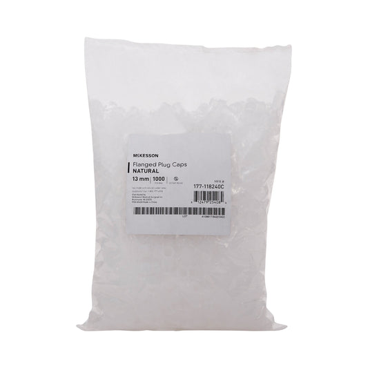 McKesson Flanged Plug Cap, Colorless, Polyethylene, for use with 13 mm Tubes