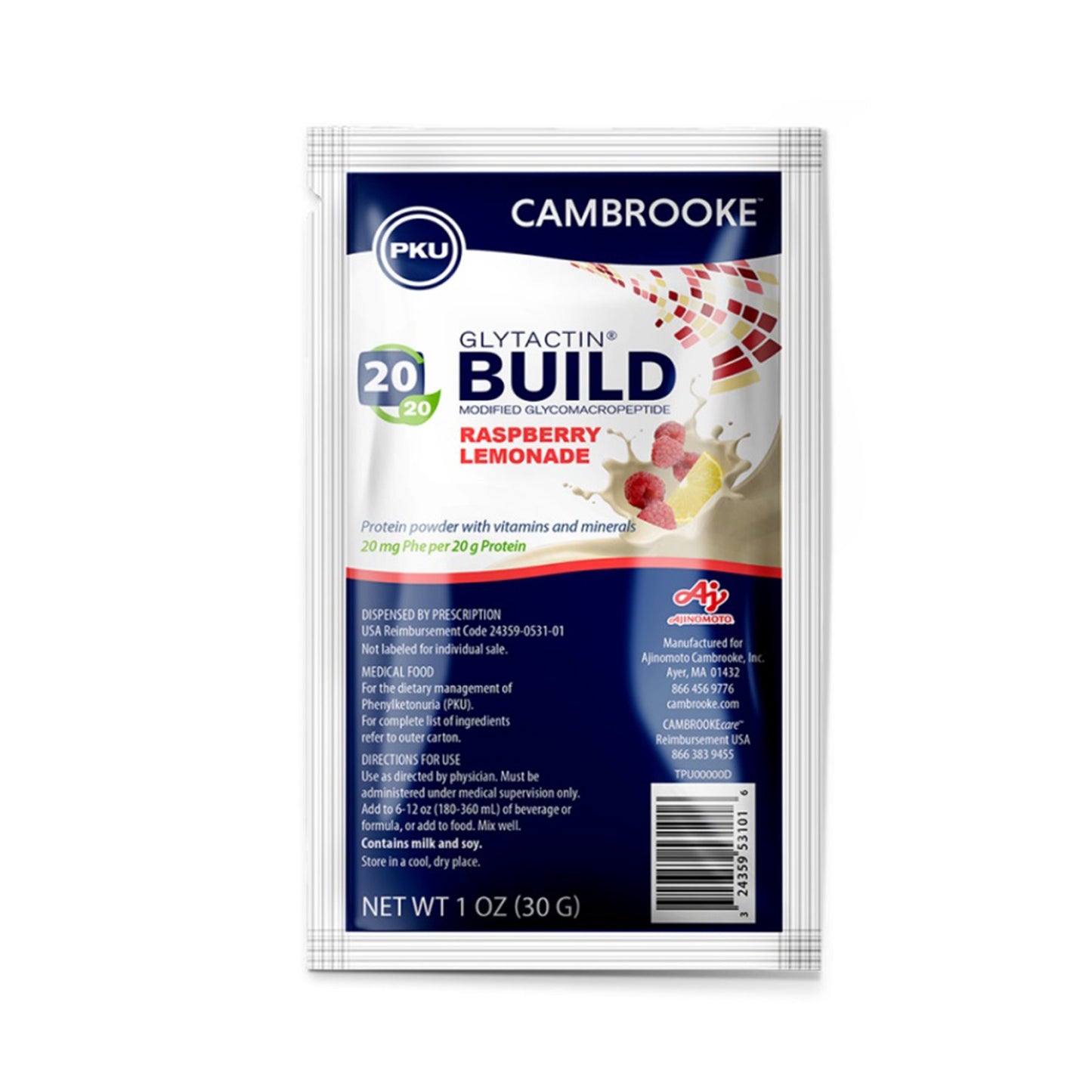 Glytactin® Build 20/20 GMP for the Dietary Management of PKU, Raspberry Lemonade