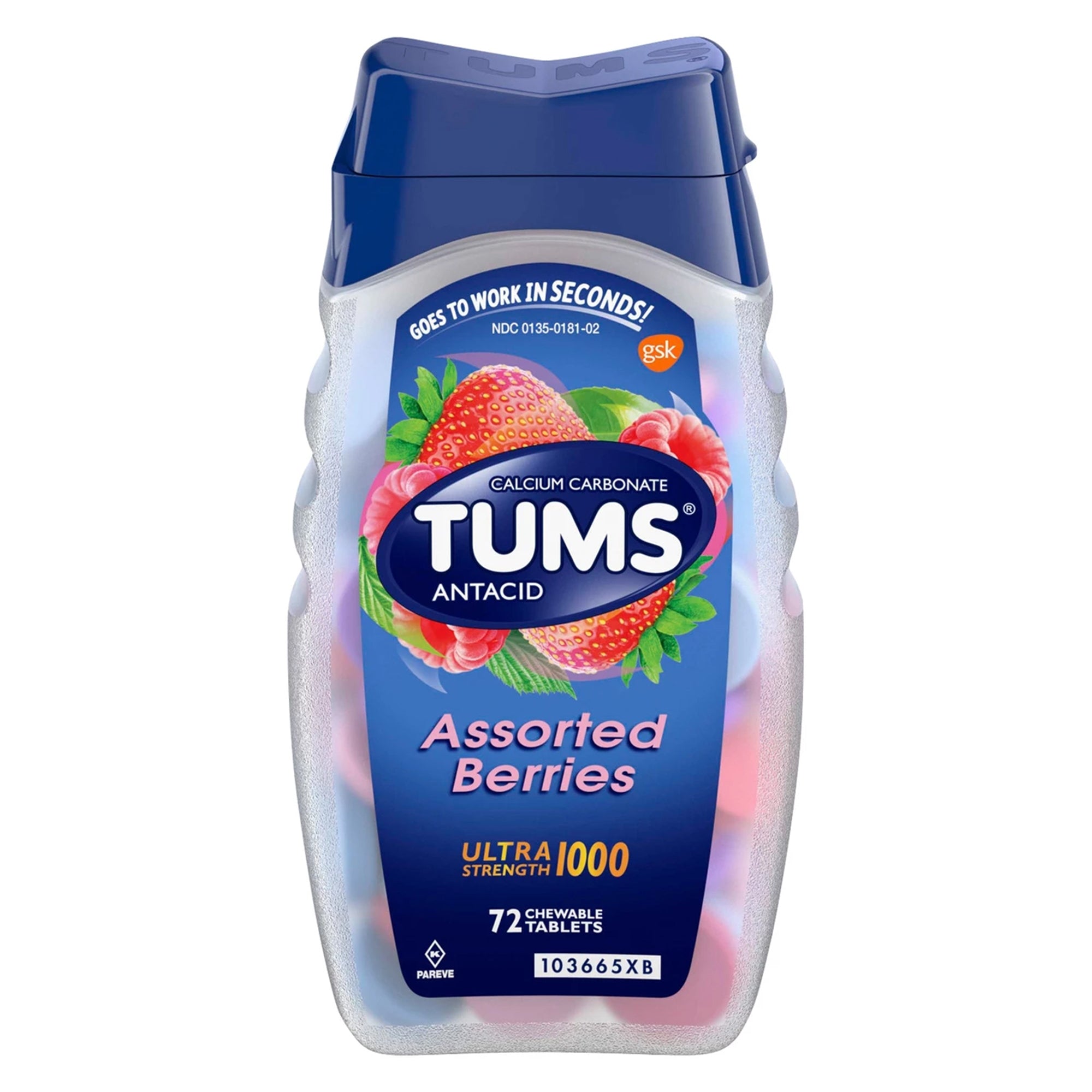 Tums Ultra Strength 1000 Antacid Chewable Tablets, Assorted Berries ...