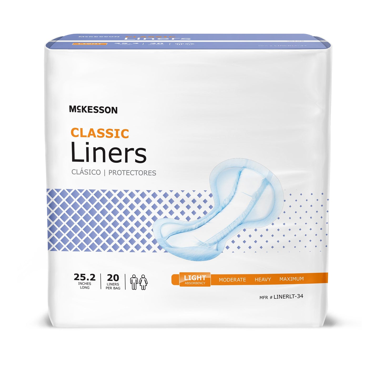 Incontinence Liner McKesson Classic 25-1/5 Inch Length Light Absorbency Polymer Core One Size Fits Most