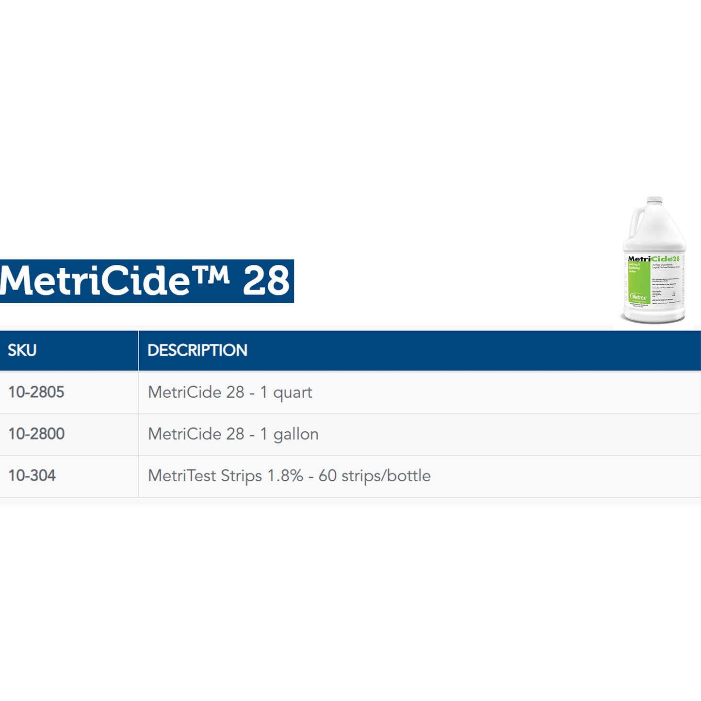 Glutaraldehyde High-Level Disinfectant MetriCide 28 Activation Required Liquid 1 gal. Jug Reusable