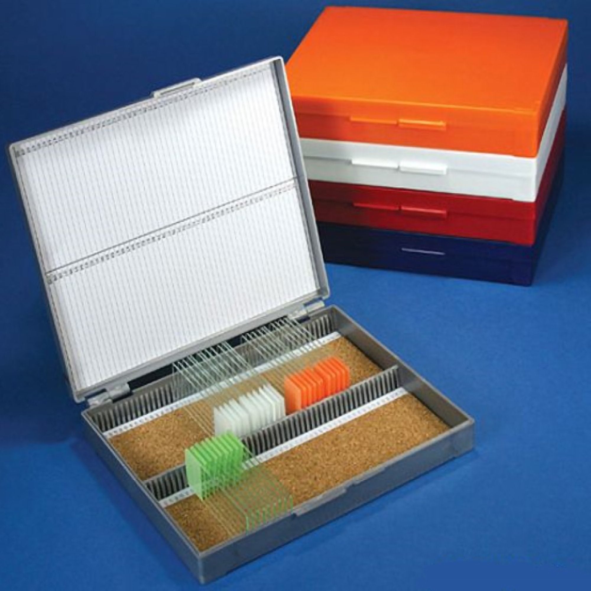 BOX, MICROSCOPE SLIDE STORAGE F/100 SLIDE WHT – Family Care DME