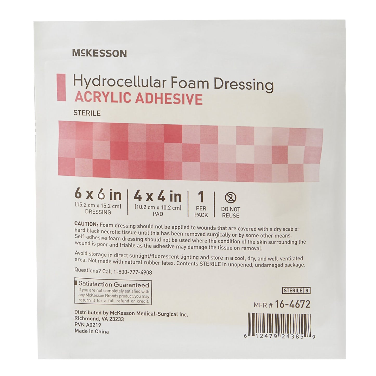 DRESSING, HYDROCELLULAR ADH STR FOAM 6"X6" (10EA/BX 10BX/CS)