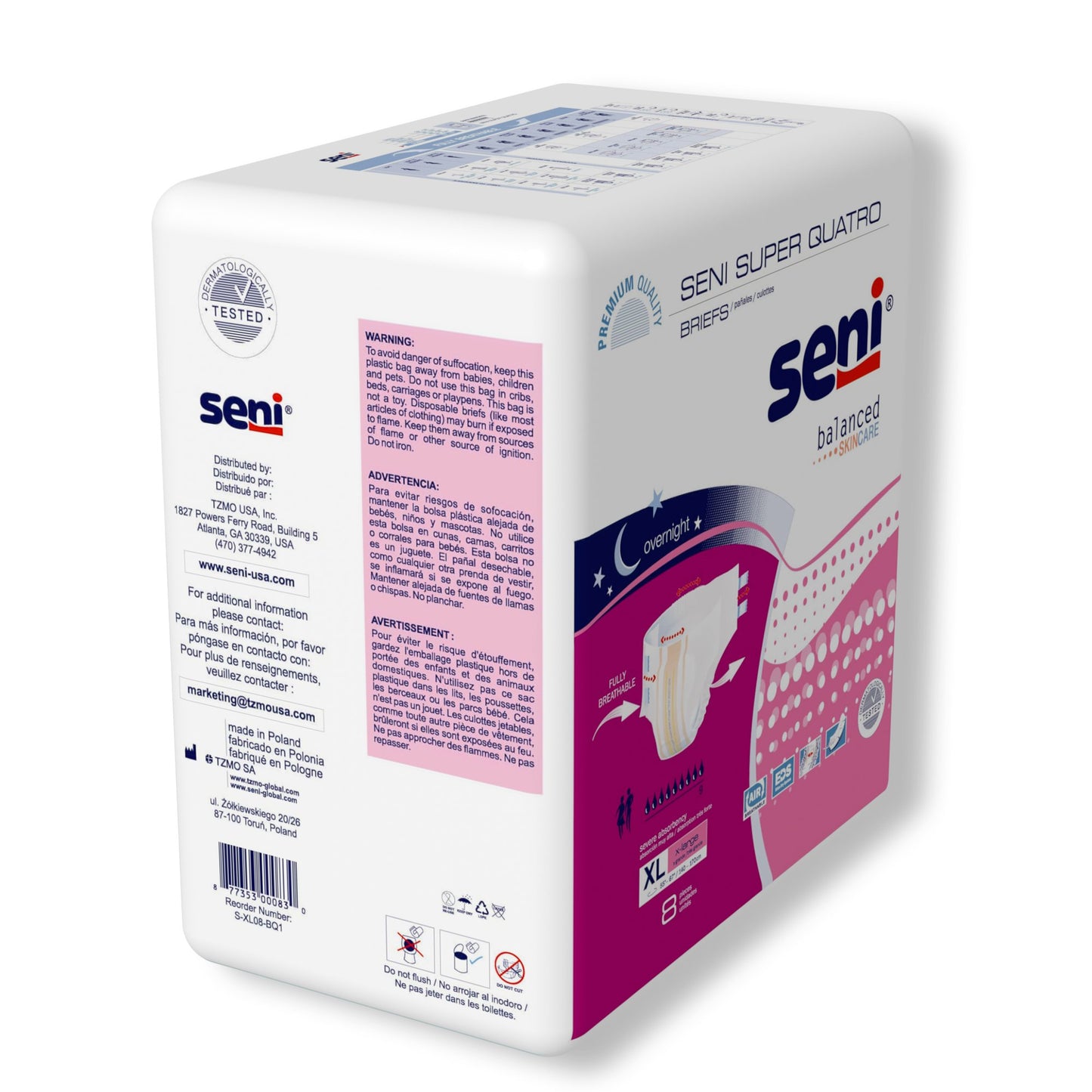Seni® Super Quatro Severe Absorbency Incontinence Brief, Extra Large