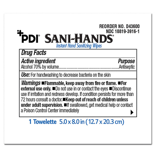 WIPE, SANI-HANDS ALC (100/PK 10BX/CS)