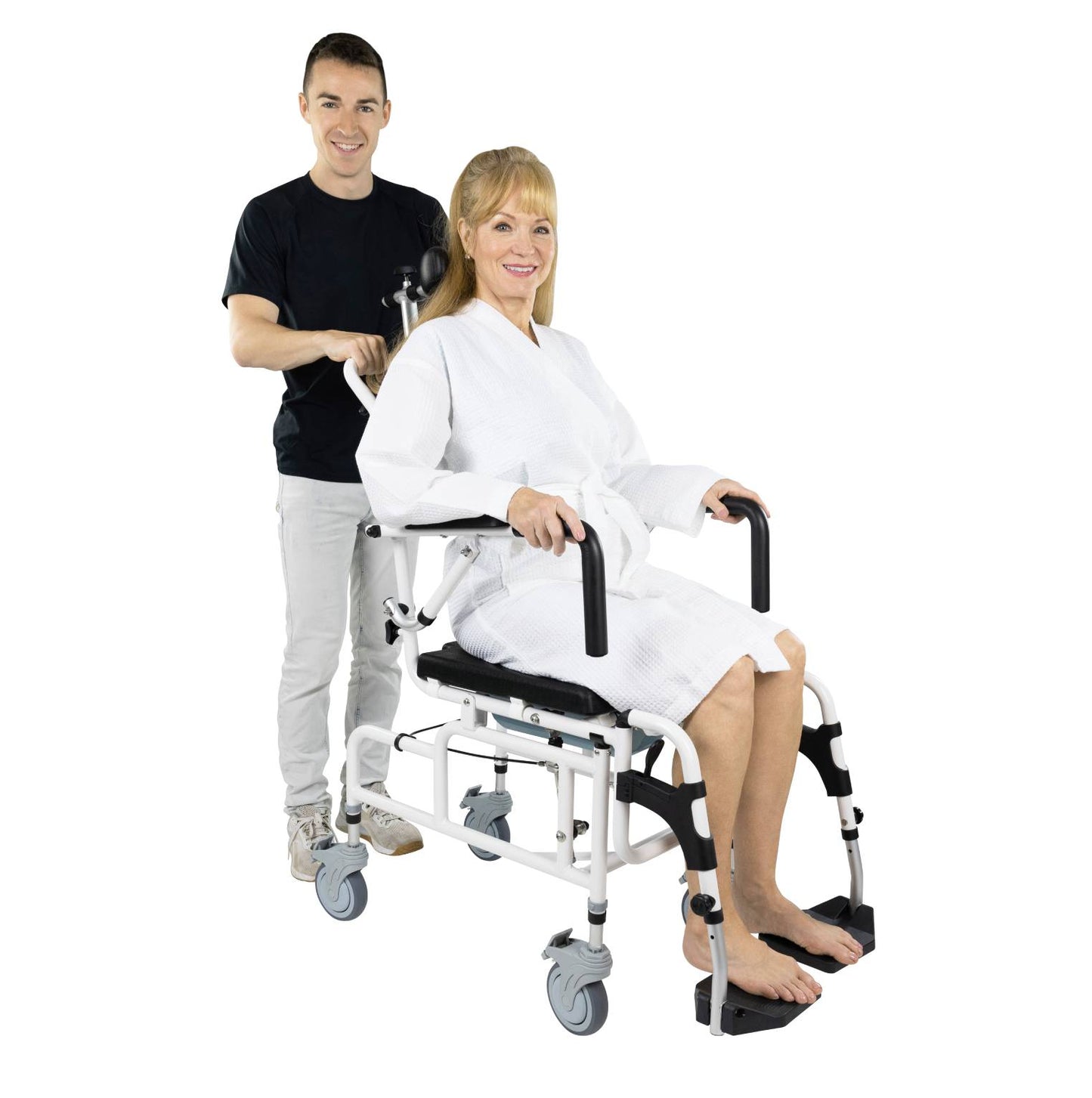 Reclining Shower Commode Transport Chair