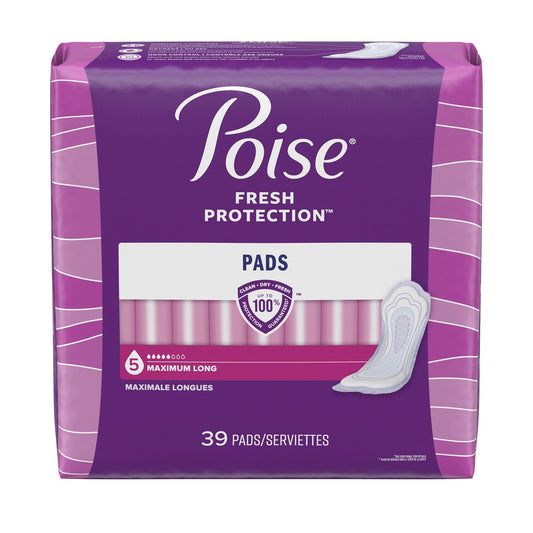 Bladder Control Pad Poise® Fresh Protection 14.6 Inch Length Heavy Absorbency Sodium Polyacrylate Core One Size Fits Most