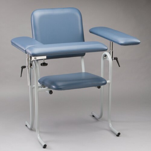 McKesson Blood Drawing Chair 1 Straight Arm / 1 Flip Up Arm Blue