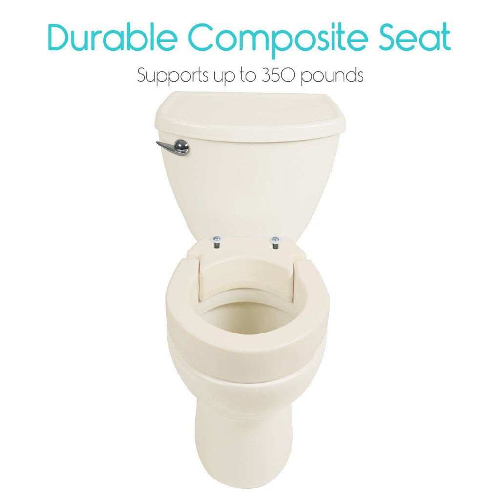 Vive Hinged Raised Toilet Seat Riser