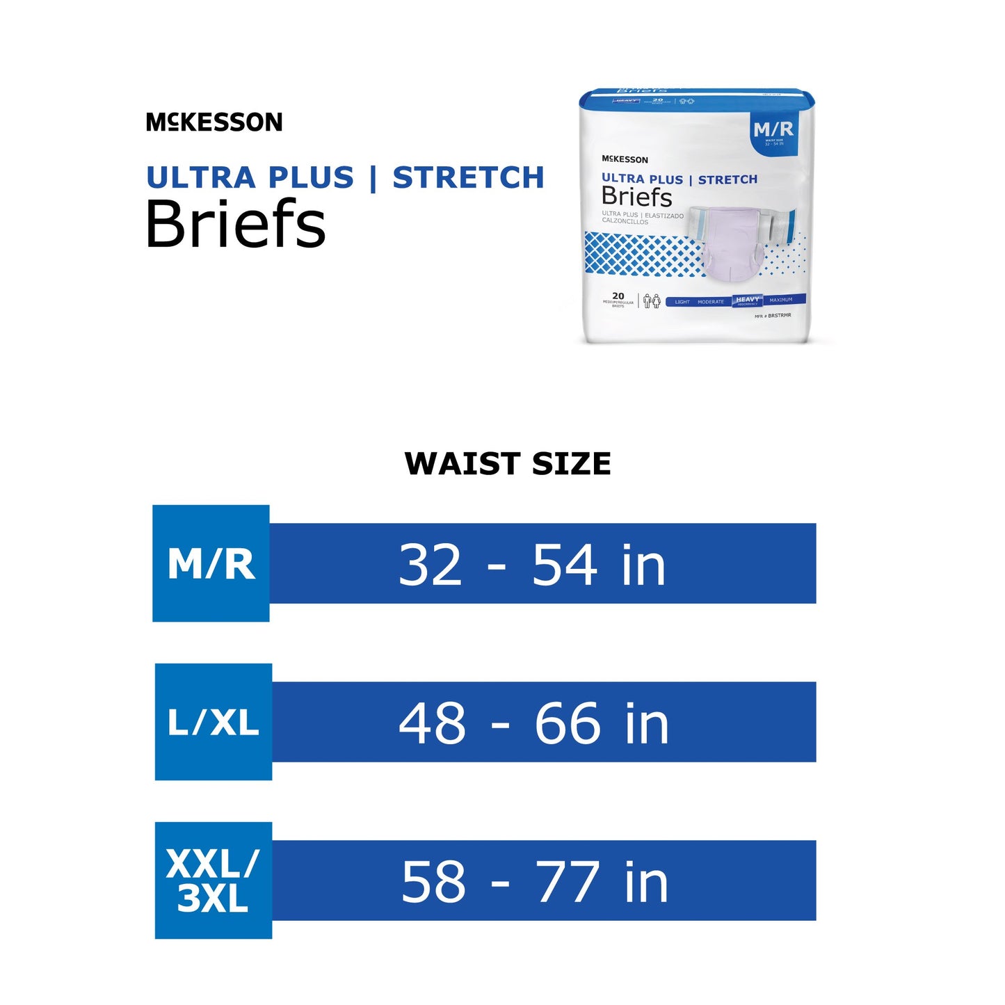 Unisex Adult Incontinence Brief McKesson Ultra Plus Stretch Large / X-Large Disposable Heavy Absorbency