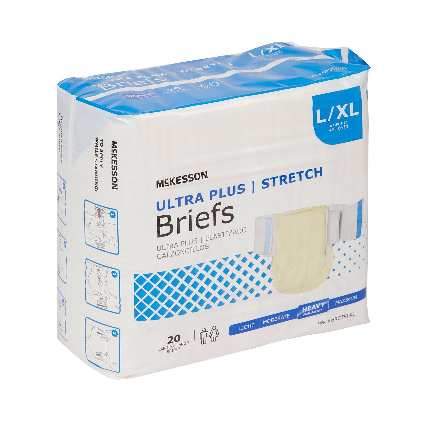 Unisex Adult Incontinence Brief McKesson Ultra Plus Stretch Large / X-Large Disposable Heavy Absorbency