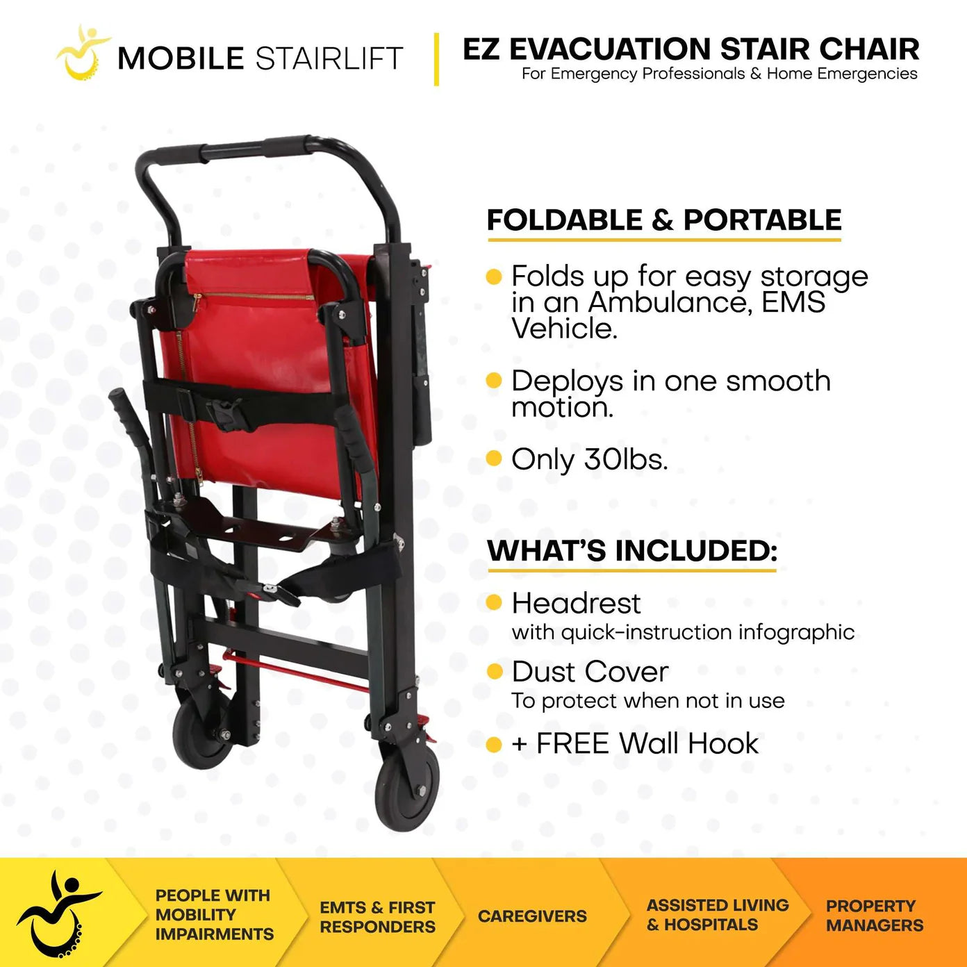 EZ Evacuation Foldable Medical Stair Lift Chair