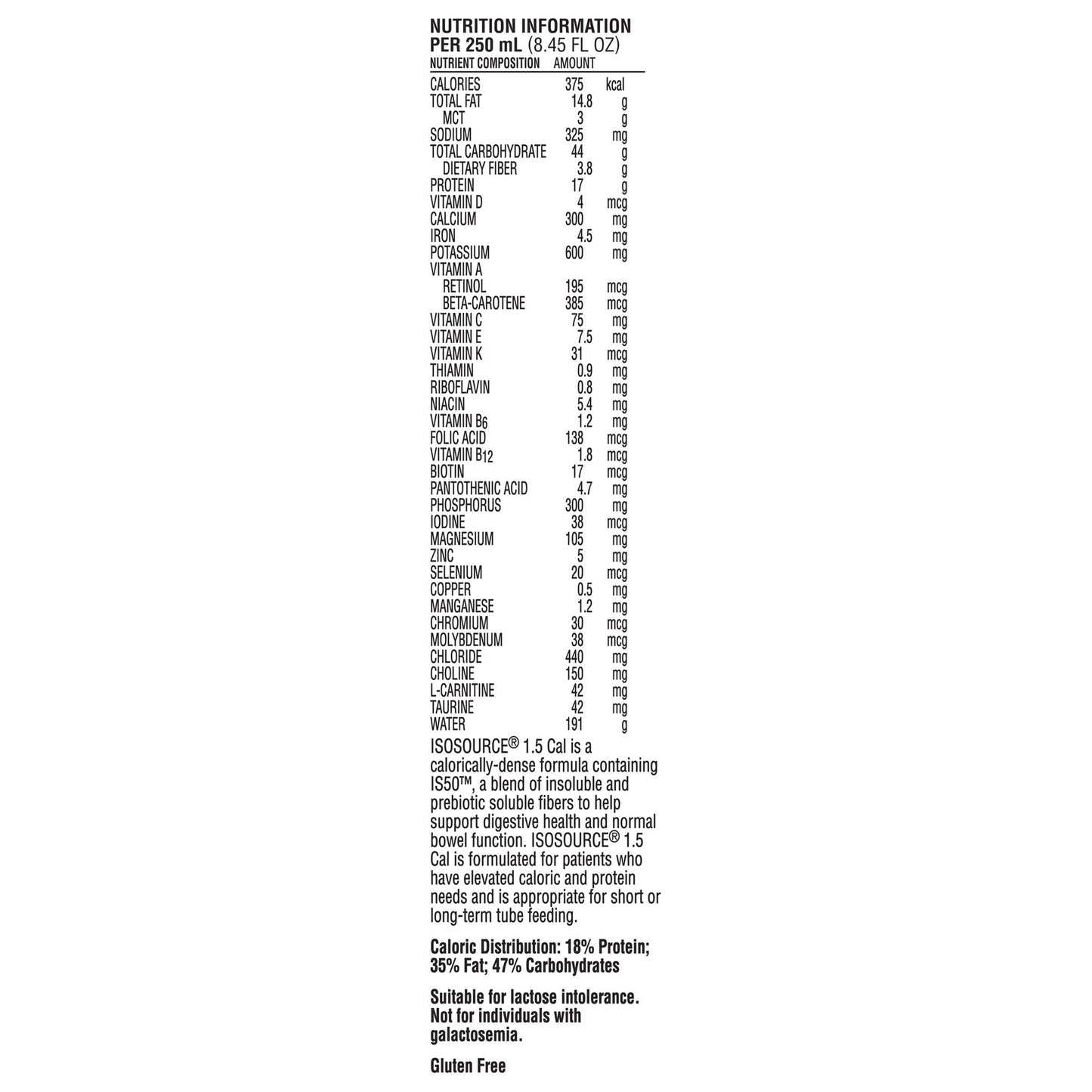 Tube Feeding Formula Isosource® 1.5 Cal Unflavored Liquid 250 mL Carton