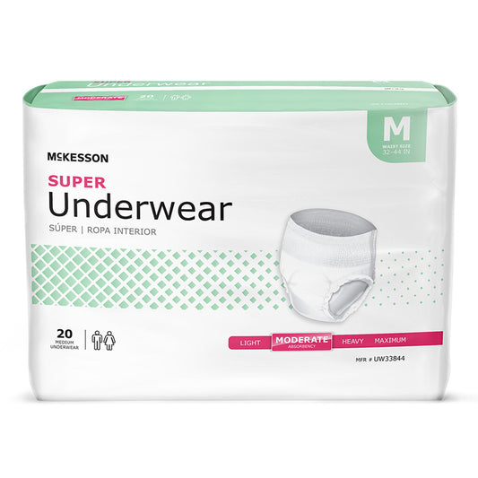 Unisex Adult Absorbent Underwear McKesson Pull On with Tear Away Seams Medium MED 32-44